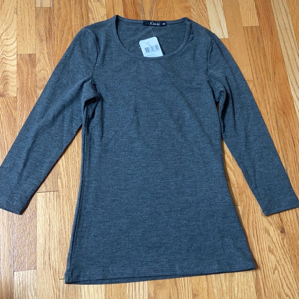 Kikiriki Grey Cotton 3/4 Lenth Sleeve Top Size XS